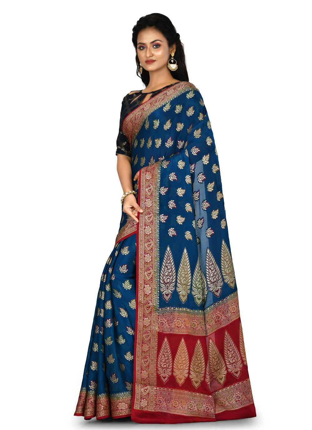 Contemporary Weaving Zari Banarasi Silk Saree - S0376