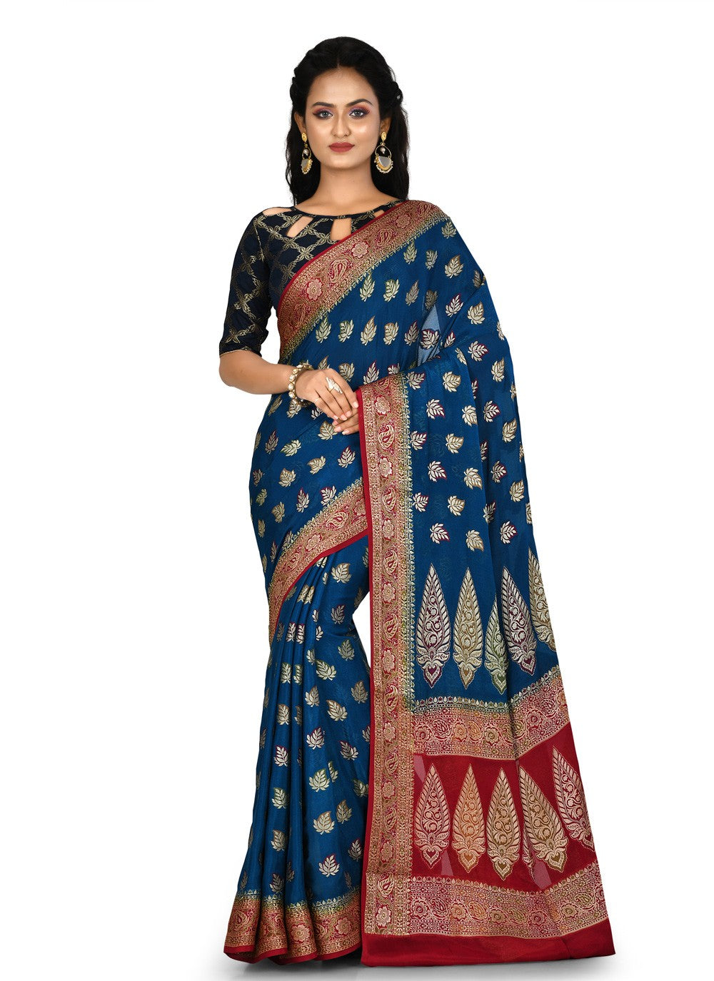 Contemporary Weaving Zari Banarasi Silk Saree - S0376