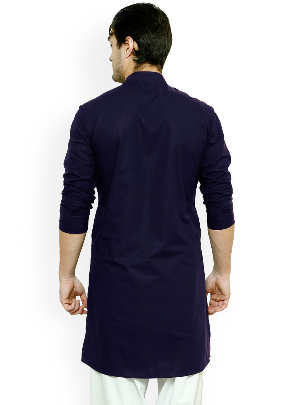 Buttons Blended Cotton Navy Blue Kurta Pyjama - M4507