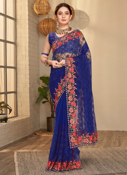 Classic Embroidered Net Saree - S1951