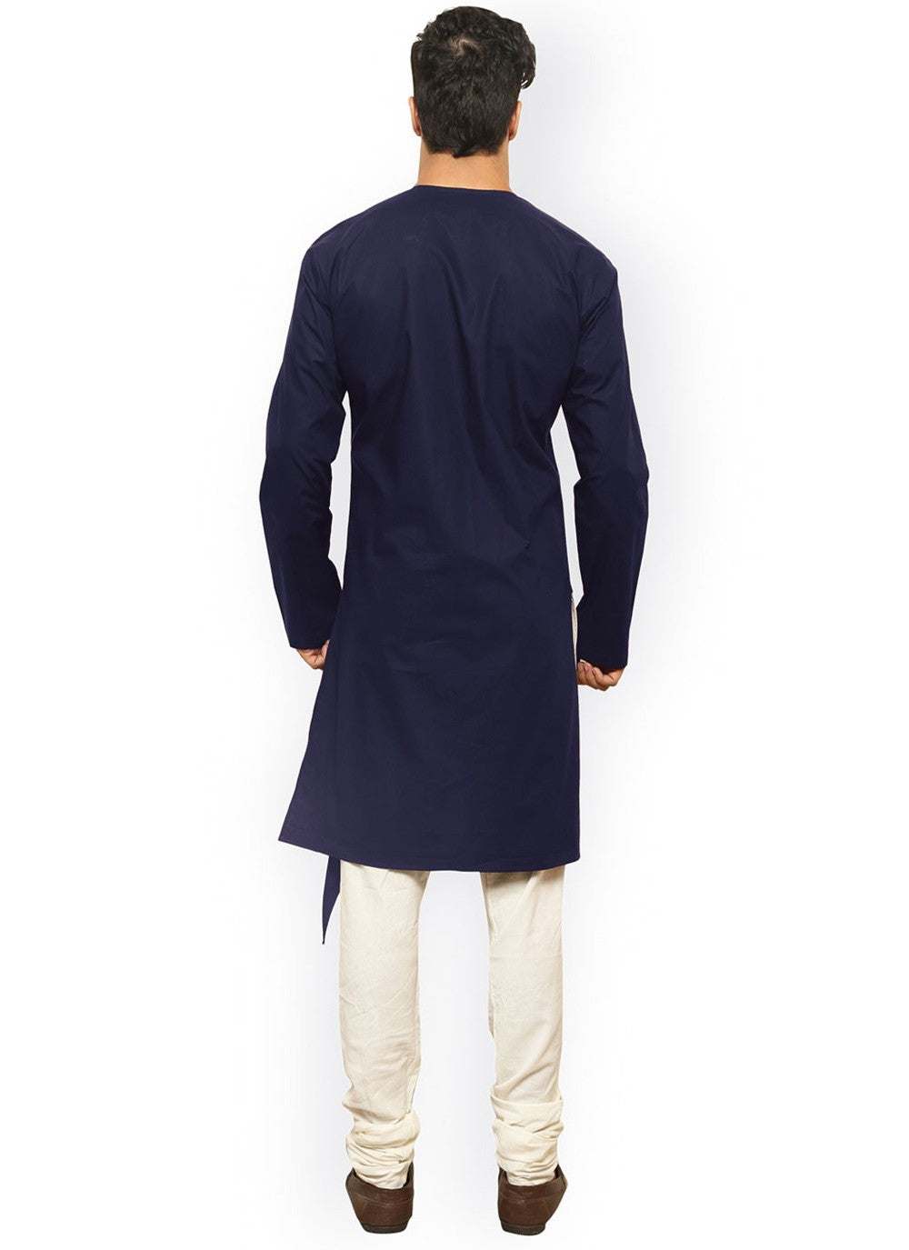 Plain Blended Cotton Navy Blue Indo Western - M4380