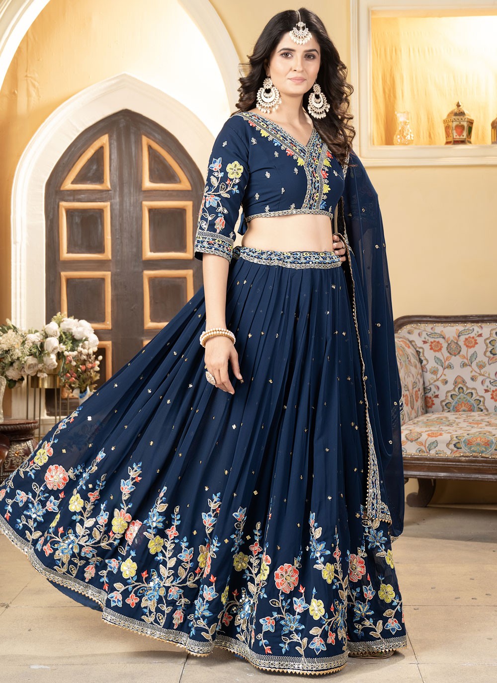 A - Line Lehenga Cord Faux Georgette  - L9141A