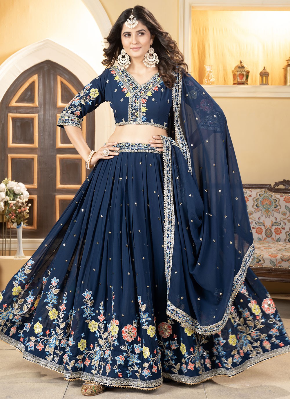 A - Line Lehenga Cord Faux Georgette  - L9141A