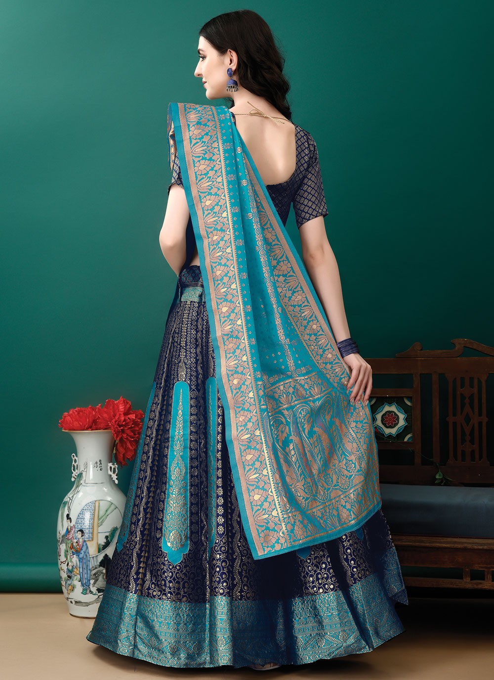 Jacquard Work Jacquard Silk A - Line Lehenga - L2168