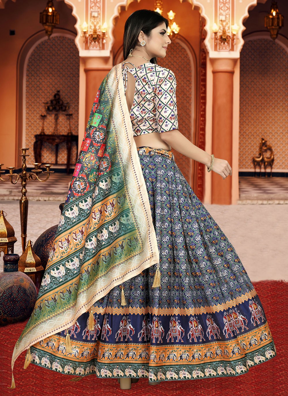 Digital Print Silk A - Line Lehenga - L1210