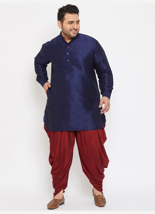 Plain Dupion Silk Navy Blue Dhoti Kurta - M2642