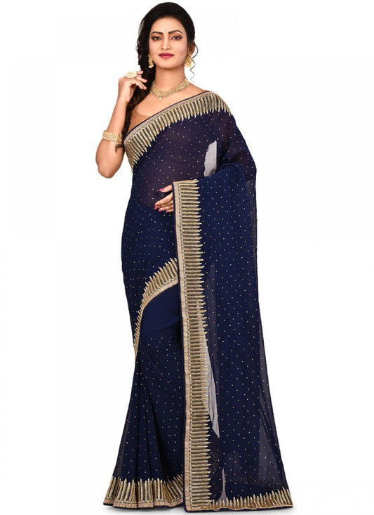 Designer Embroidered Georgette Saree - S0227