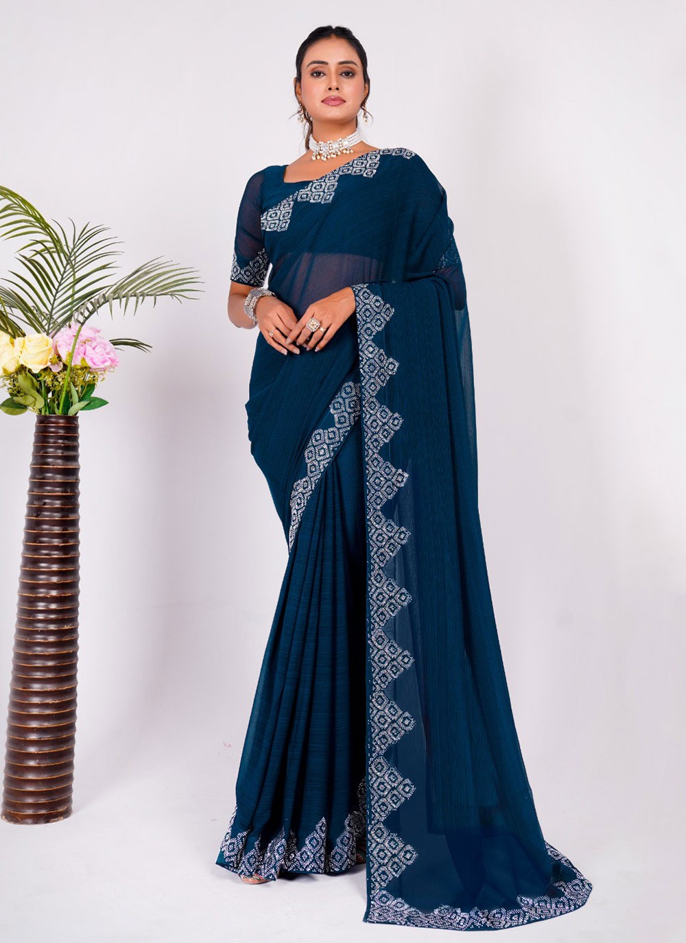 Classic Embroidered Silk Saree - S5636