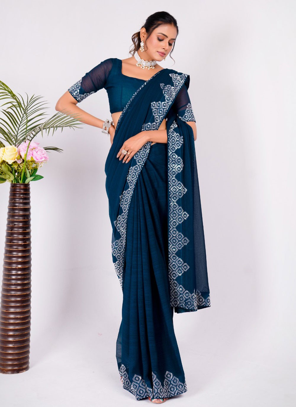 Classic Embroidered Silk Saree - S5636