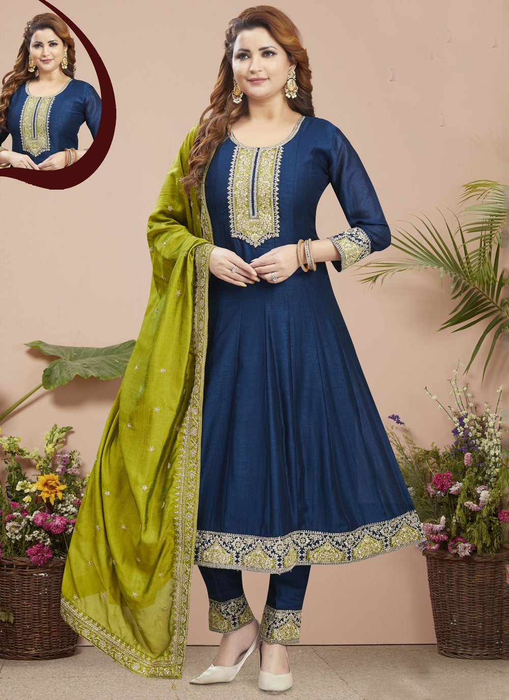 Embroidered Silk Salwar Suit - T4344