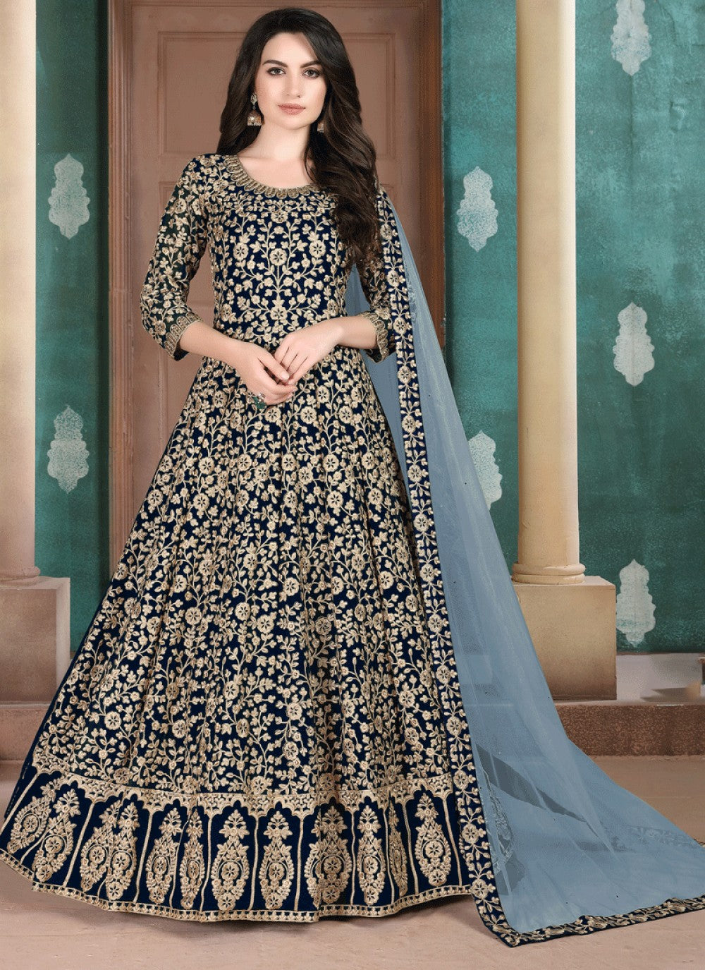 Faux Georgette Anarkali - T060