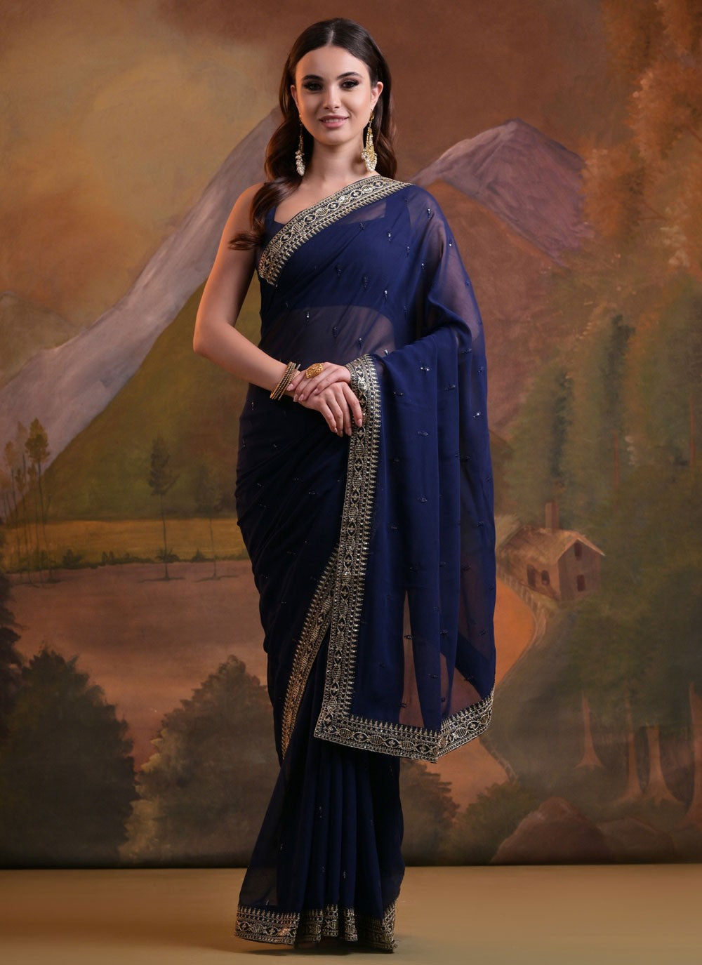 Classic Lace Georgette Saree - S7067