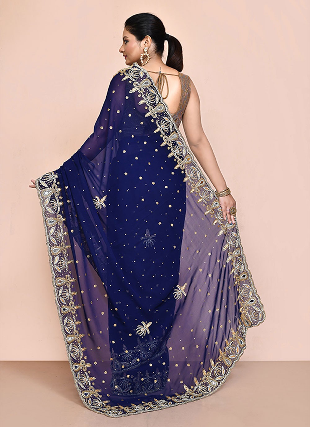 Classic Embroidered Shimmer Saree - S6521