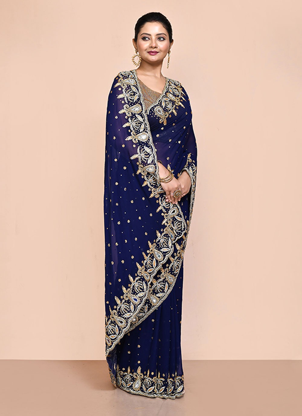 Classic Embroidered Shimmer Saree - S6521