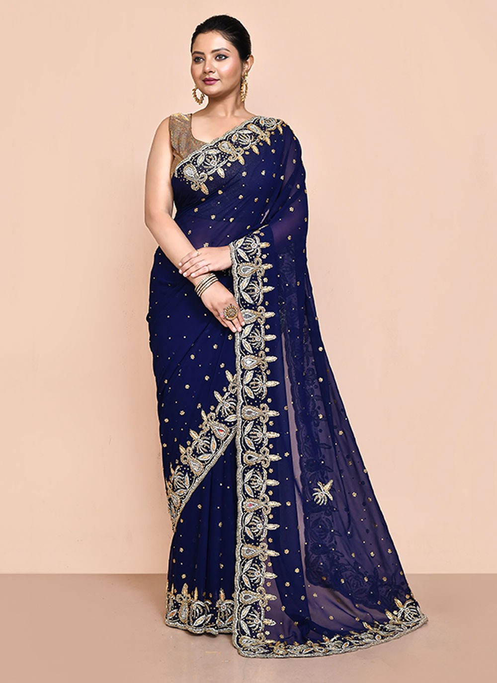 Classic Embroidered Shimmer Saree - S6521