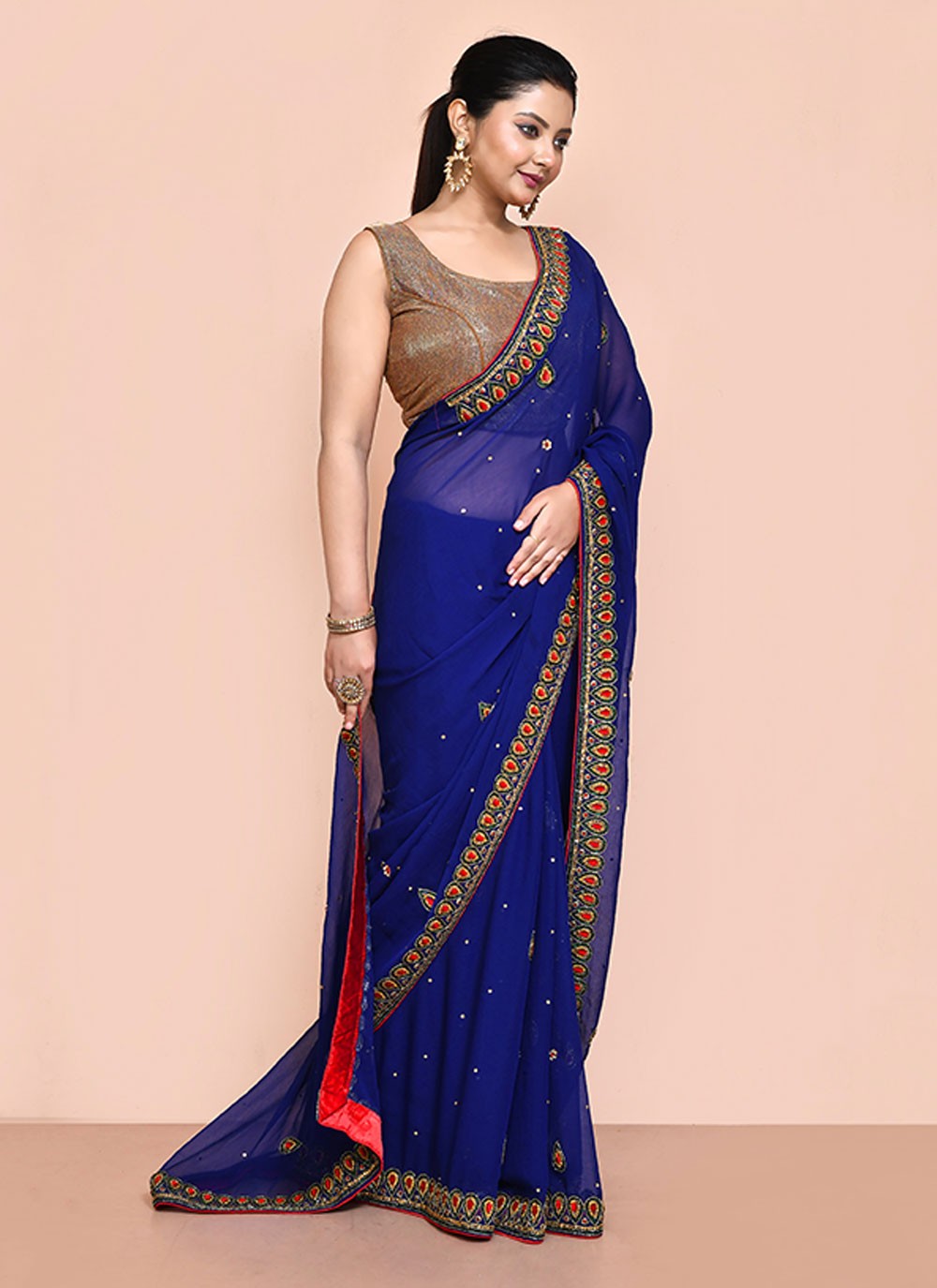 Classic Embroidered Shimmer Saree - S6521