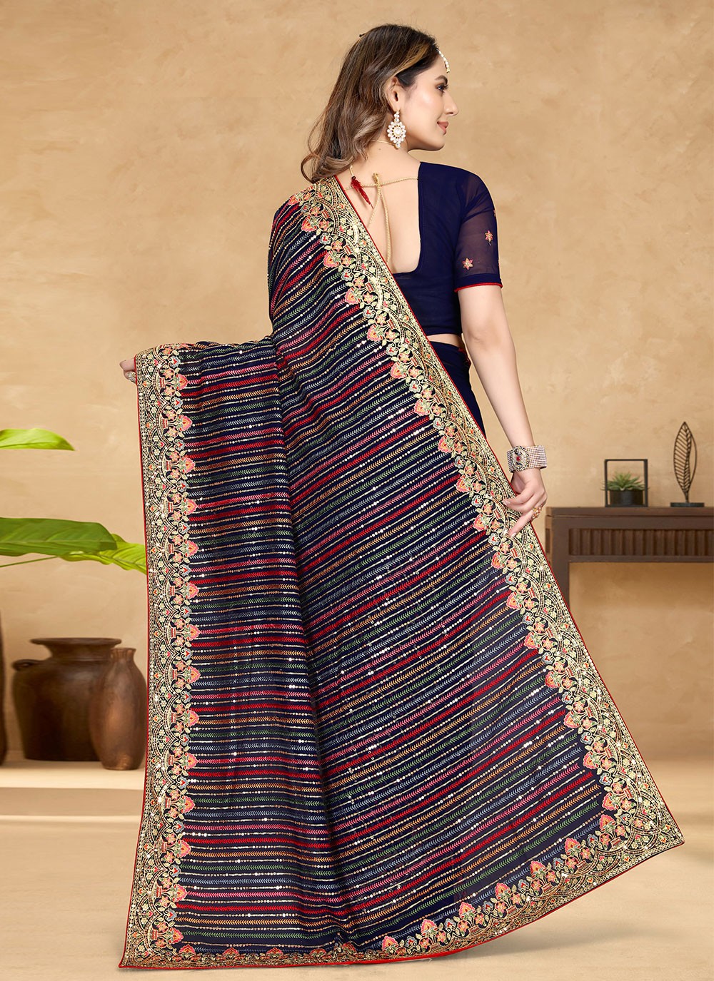 Bollywood Style Embroidered Georgette Saree - S1654