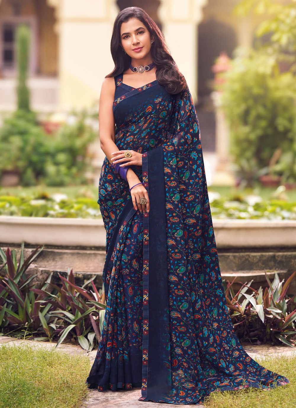 Classic Printed Georgette Saree - S9327