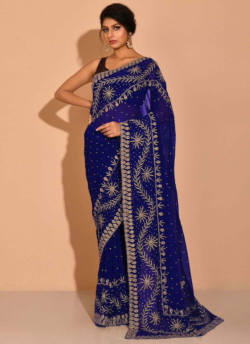 Trendy Embroidered Kanchipuram Silk Saree - S1707