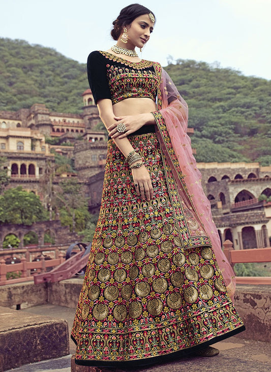 Embroidered Velvet A - Line Lehenga - L0146