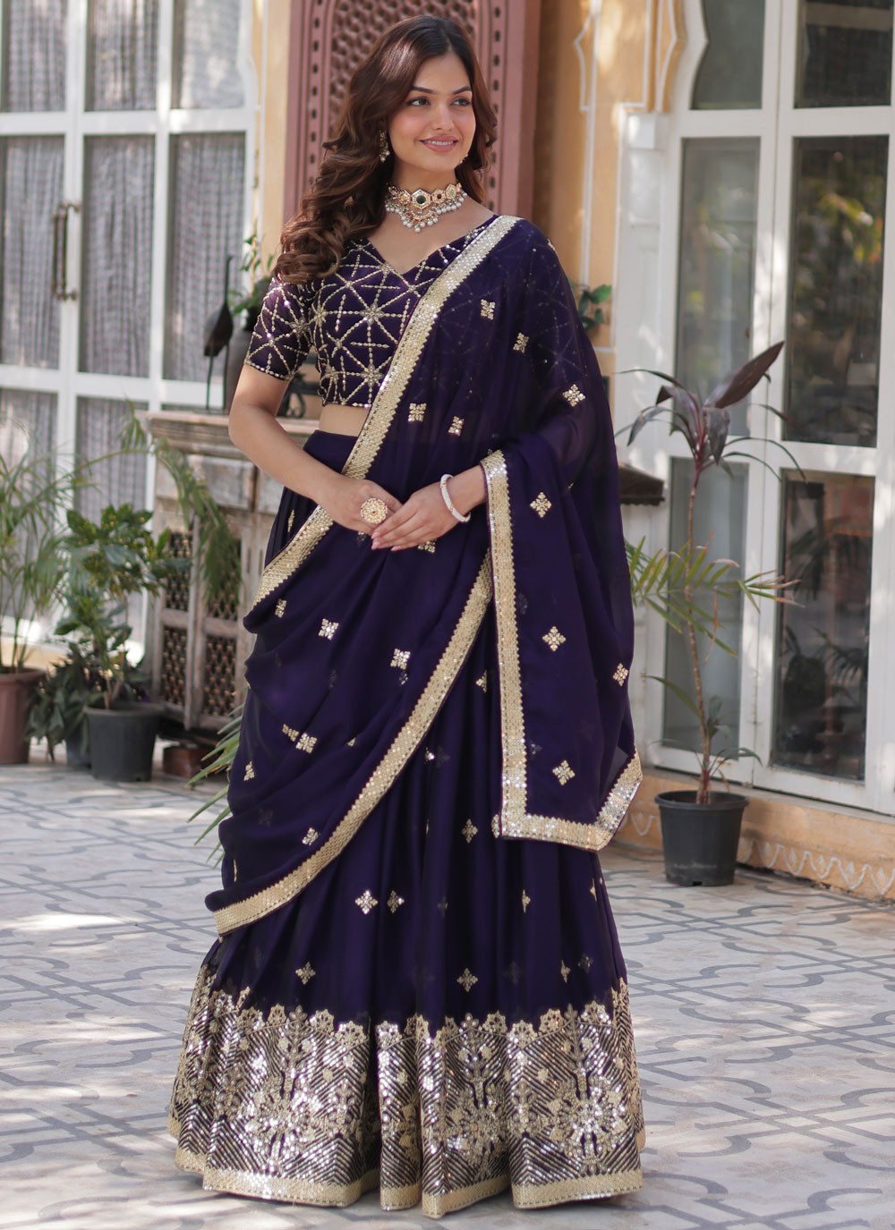 Embroidered Rangoli, Silk Lehenga - L3163