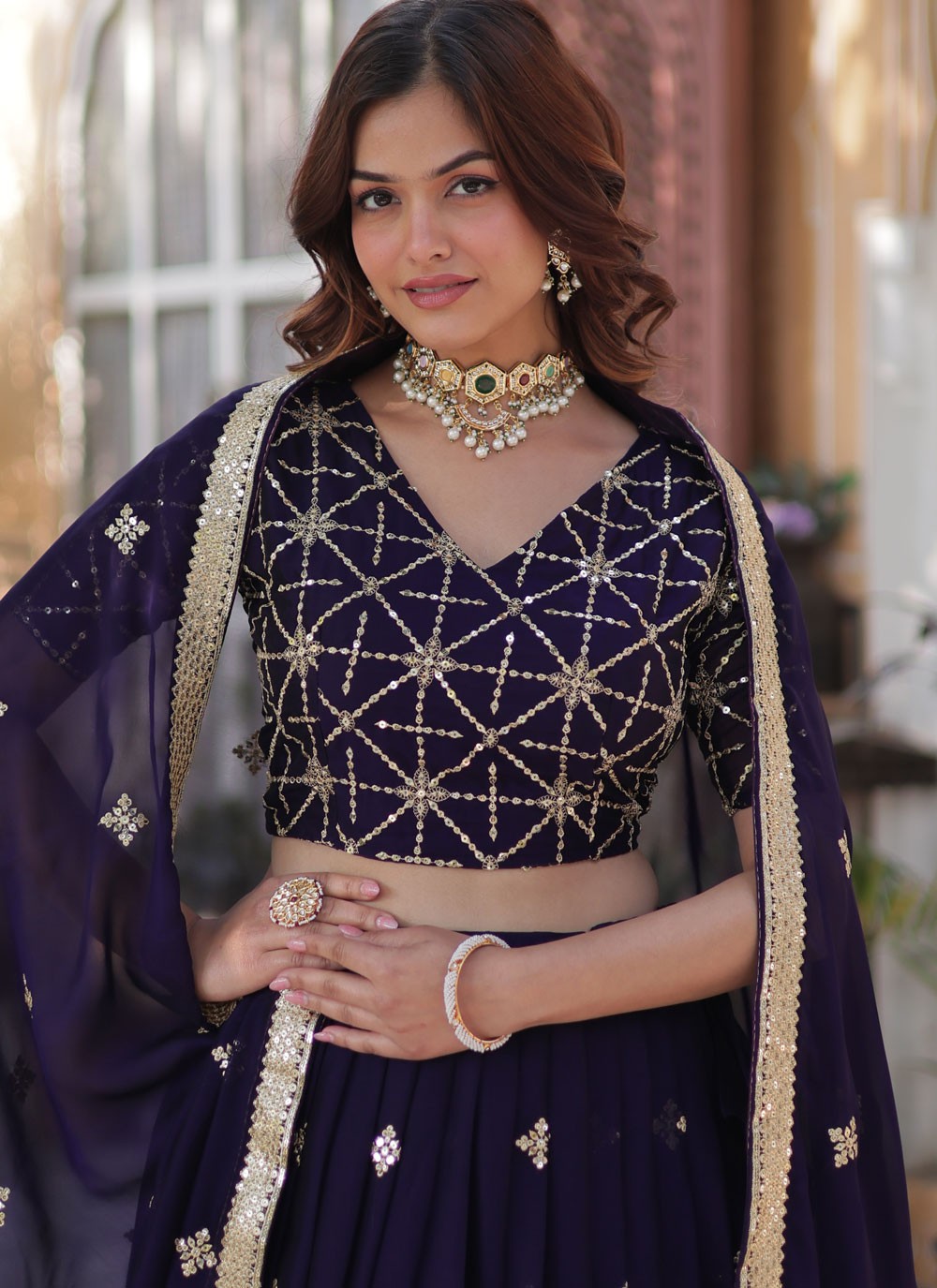 Embroidered Rangoli, Silk Lehenga - L3163