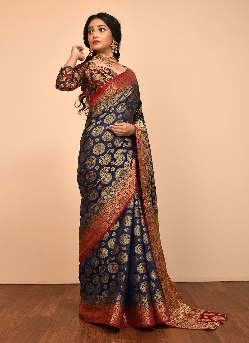 Traditional Embroidered Silk Saree - S1557