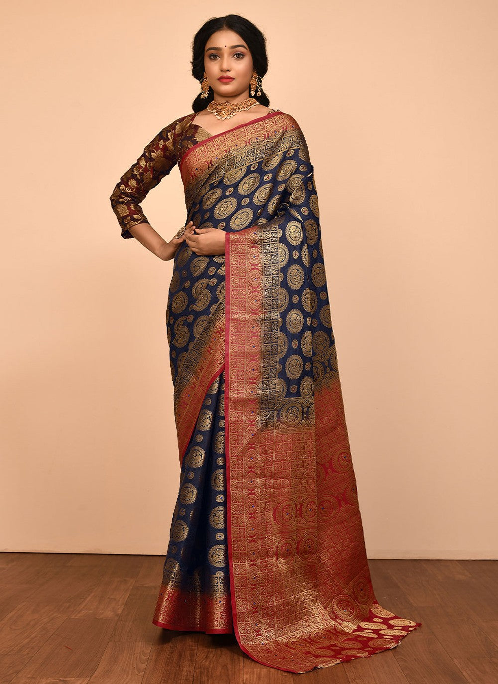 Traditional Embroidered Silk Saree - S1557