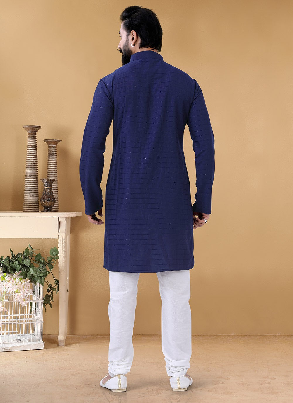 Strips Cotton Navy Blue Kurta Pyjama - M3165