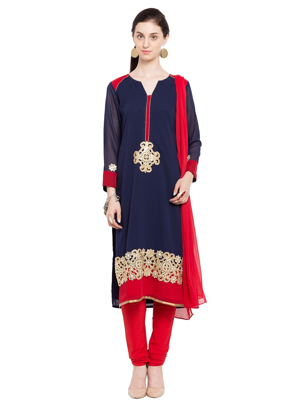 Faux Georgette Churidar Suit - T358