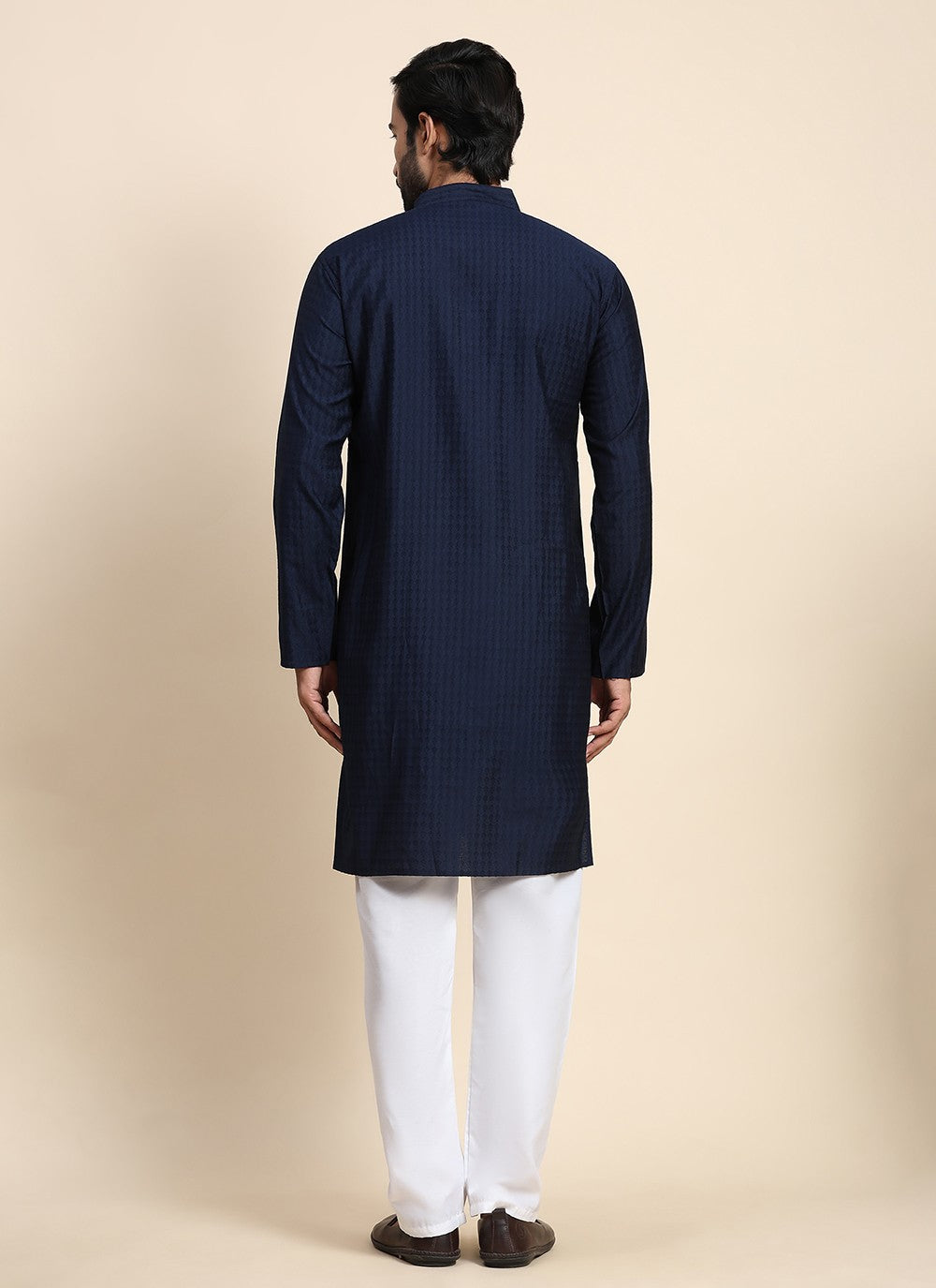 Plain Rayon, Viscose Navy Blue Kurta Pyjama - M8432