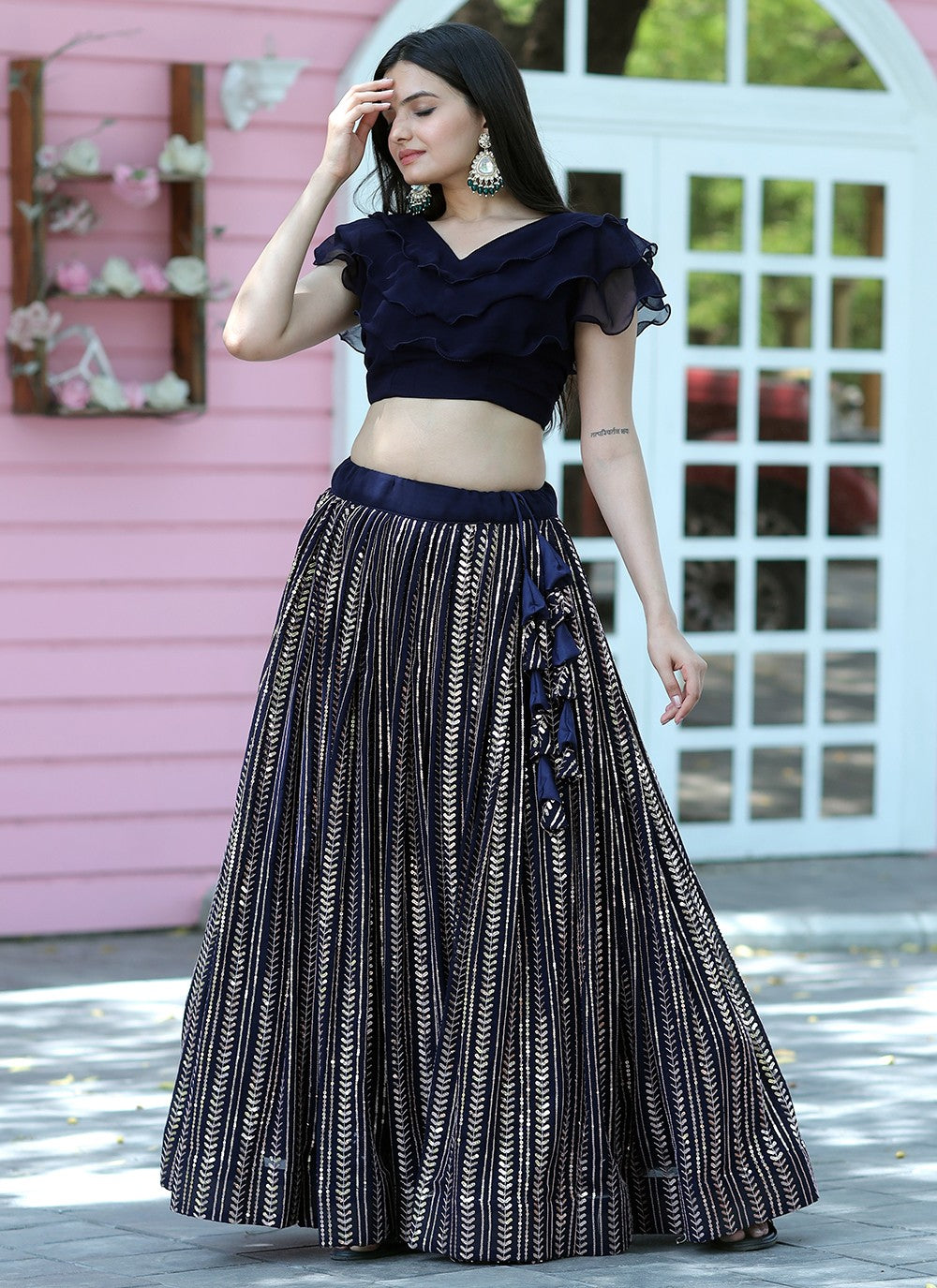 Plain Cotton A - Line Lehenga - L1055