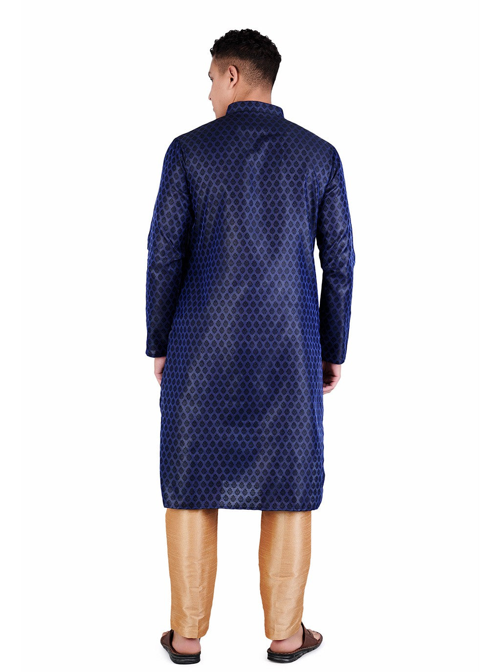 Weaving Zari Jacquard, Satin Navy Blue Kurta Pyjama - M6533