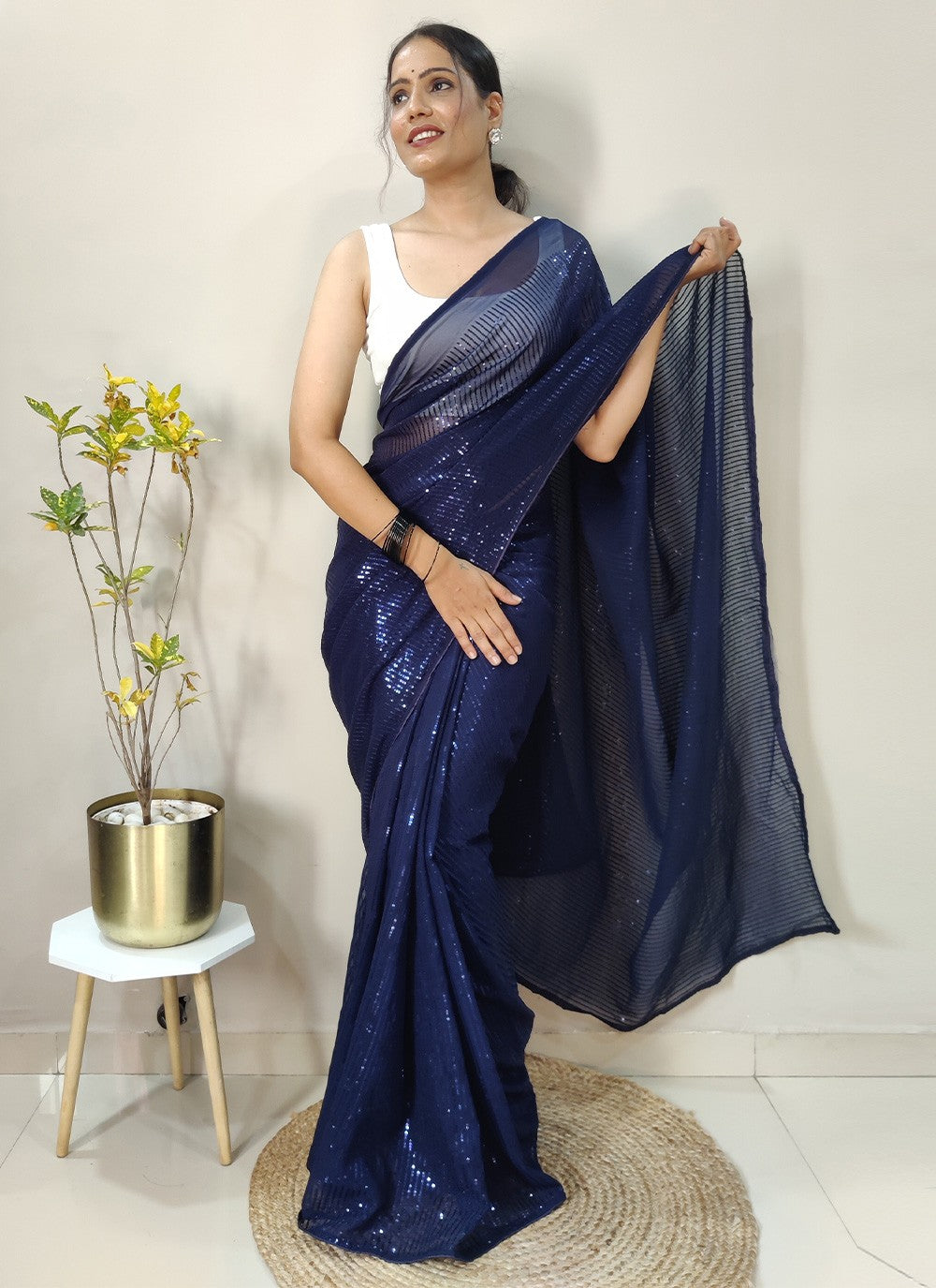 Contemporary Sequins Georgette Saree - S2924