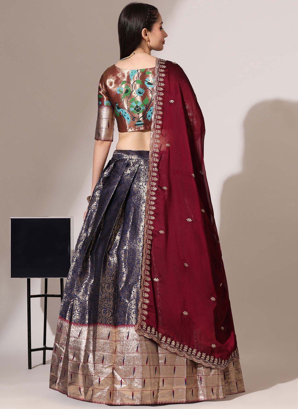 Weaving Zari Silk A - Line Lehenga - L2984