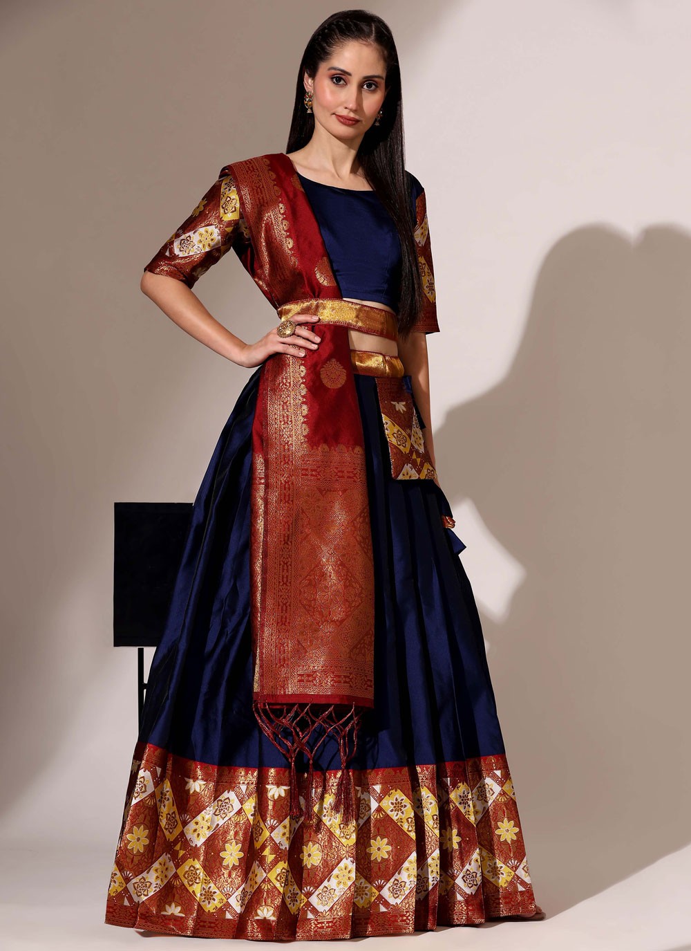 Woven Silk A - Line Lehenga - L2482