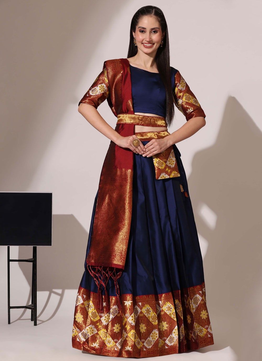 Woven Silk A - Line Lehenga - L2482