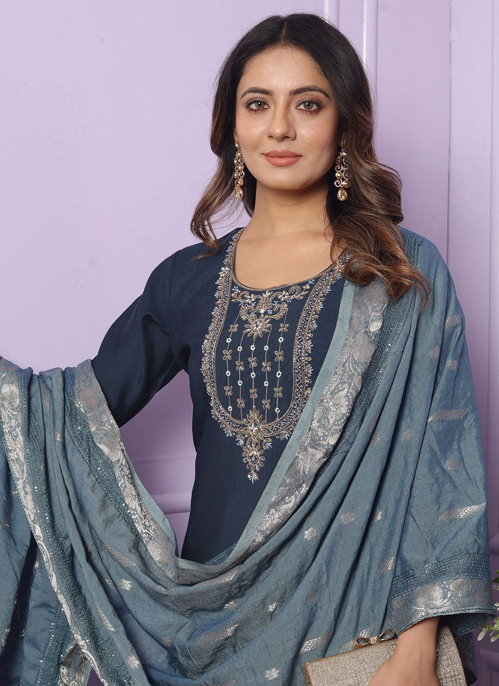 Muslin, Viscose Salwar Suit - T2838