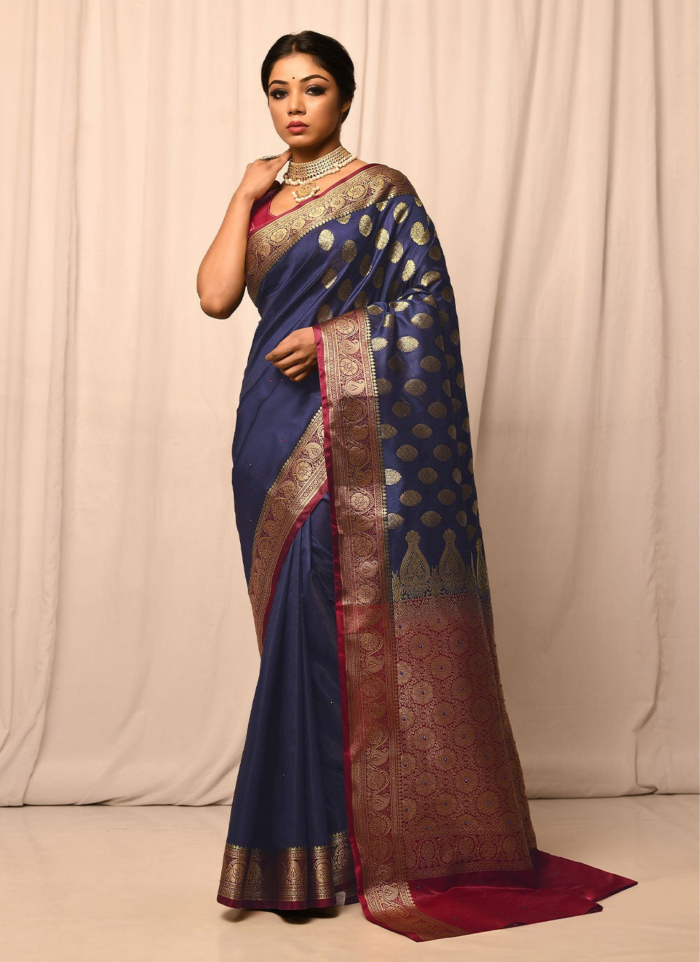 Traditional Embroidered Silk Saree - S1557