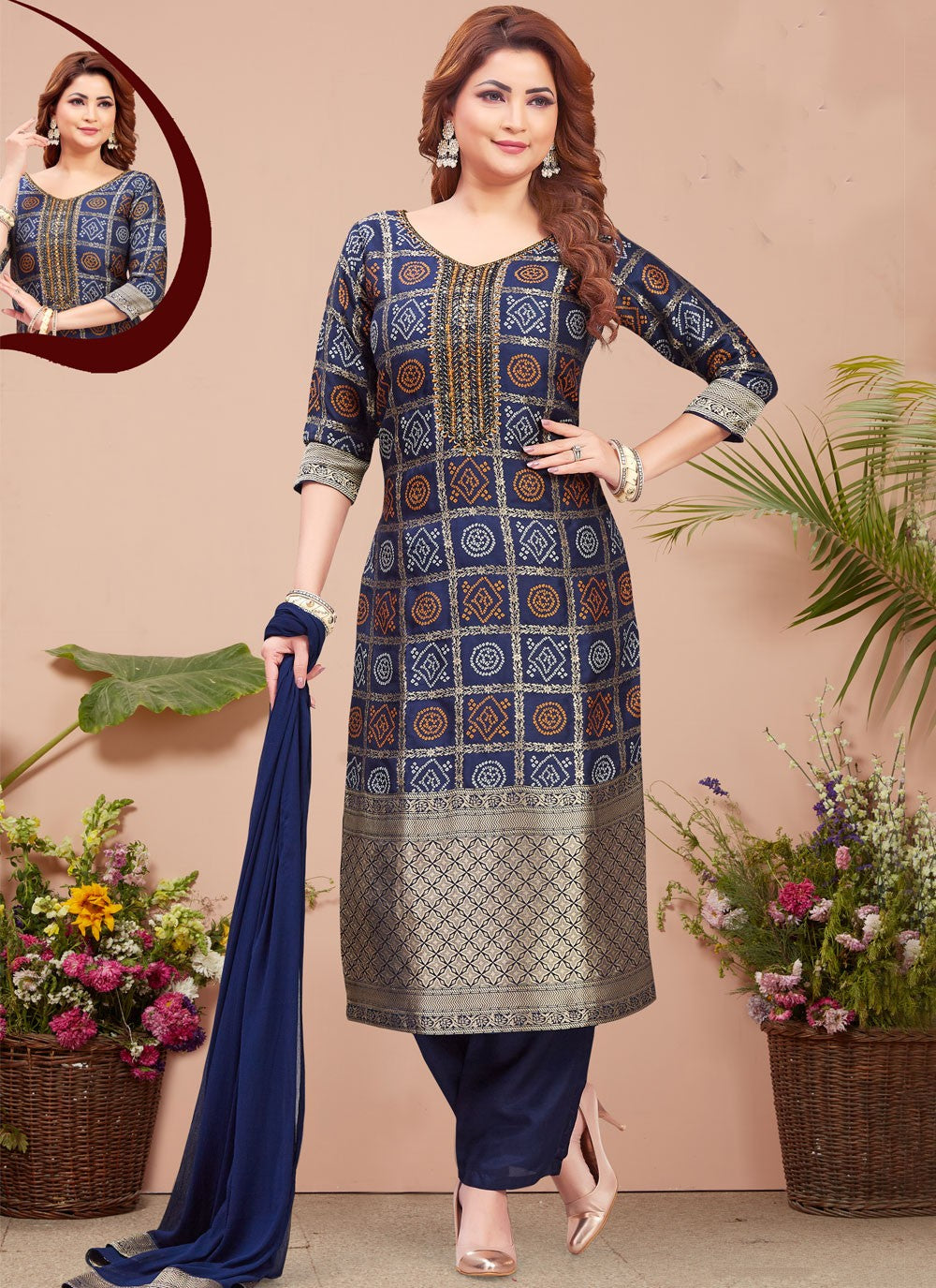 Embroidered Silk Salwar Suit - T4357