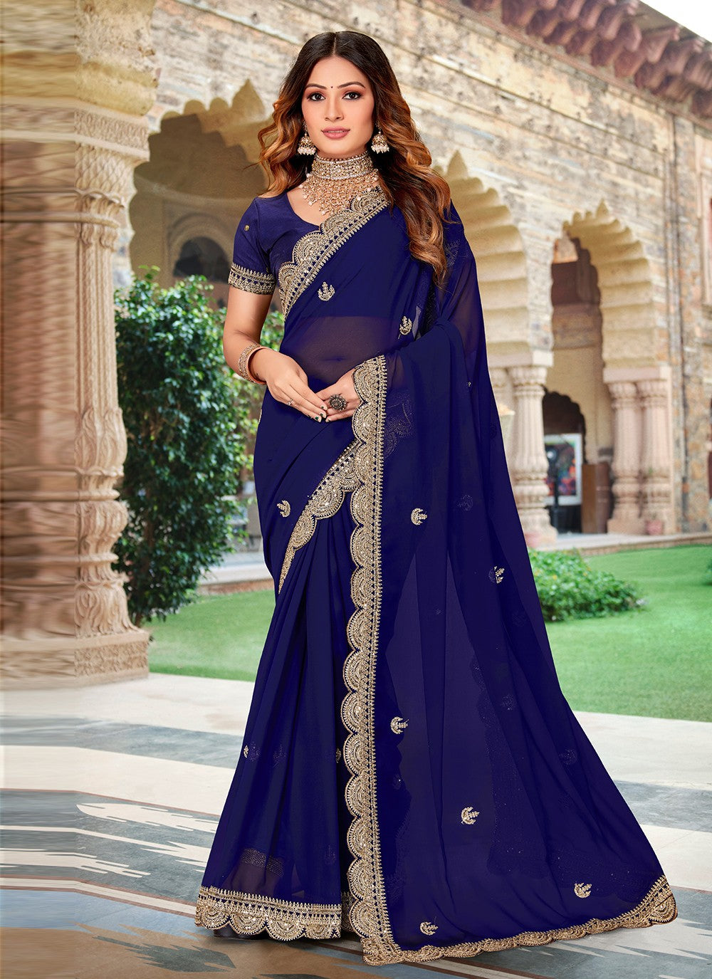 Saree Embroidered Georgette Saree - S3132