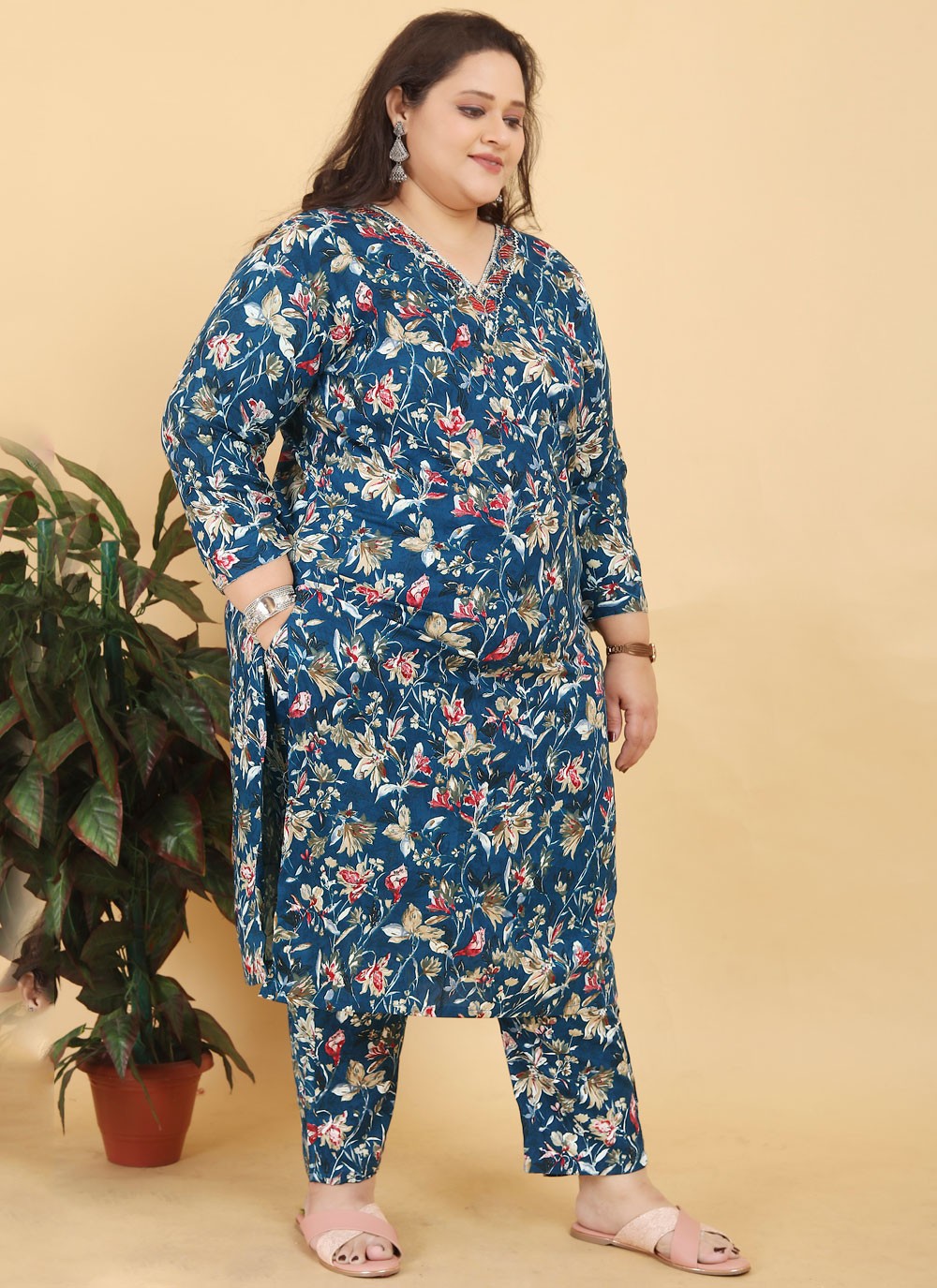 Foliage Prints Viscose Salwar Suit - T4835