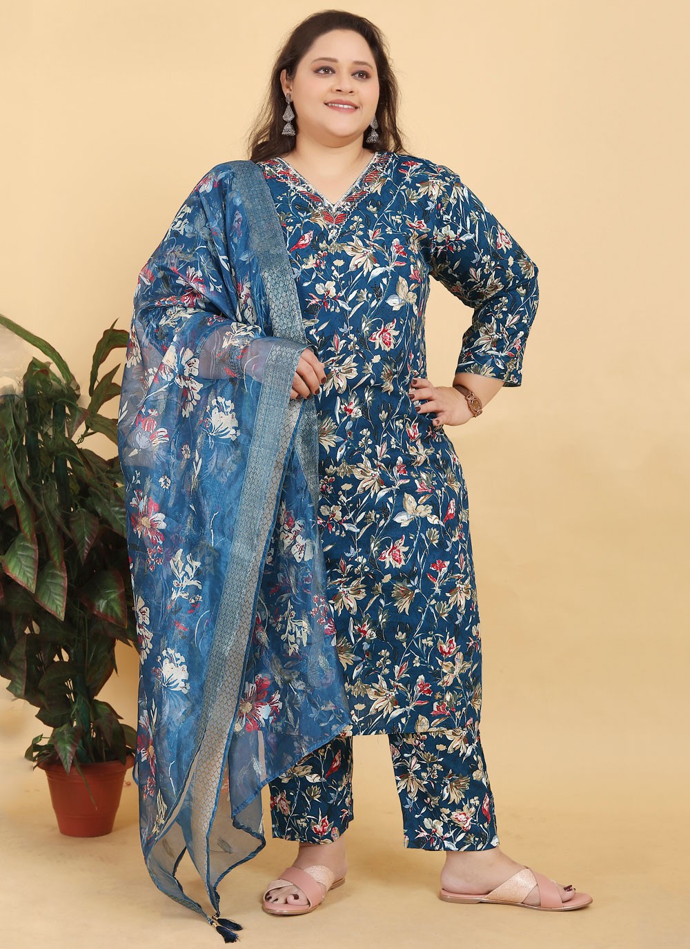 Foliage Prints Viscose Salwar Suit - T4835