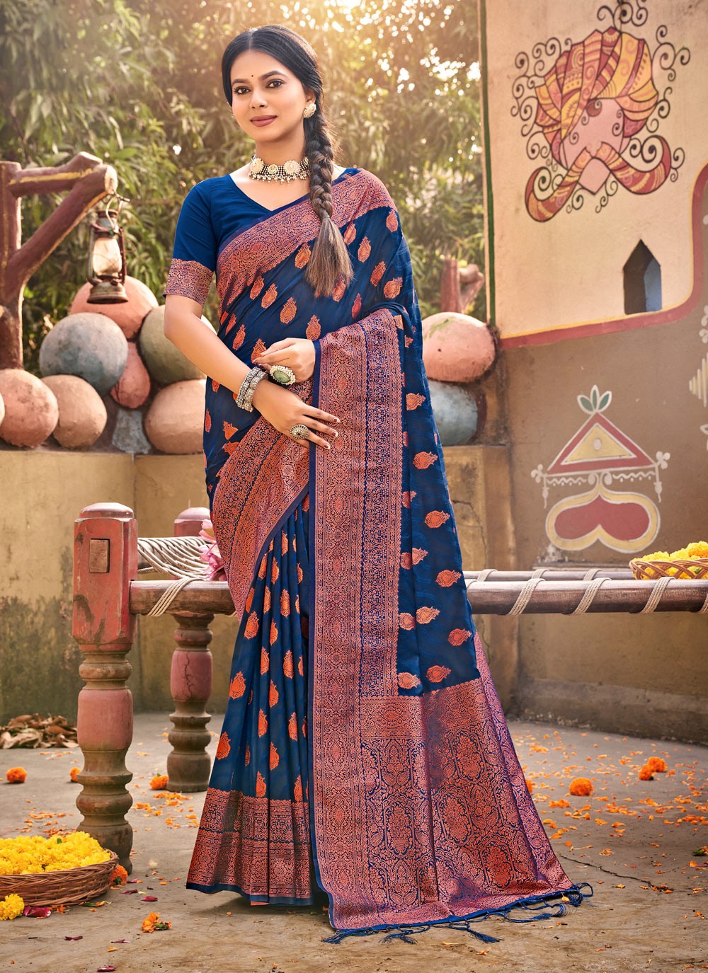 Traditional Weaving Zari Banarasi Silk Saree - S5175