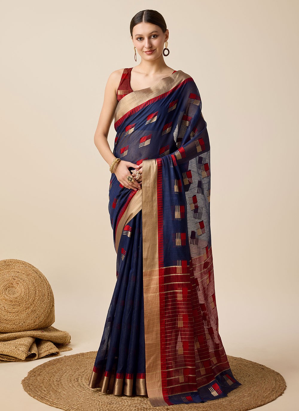 Classic Weaving Zari Cotton Silk Saree - S6999