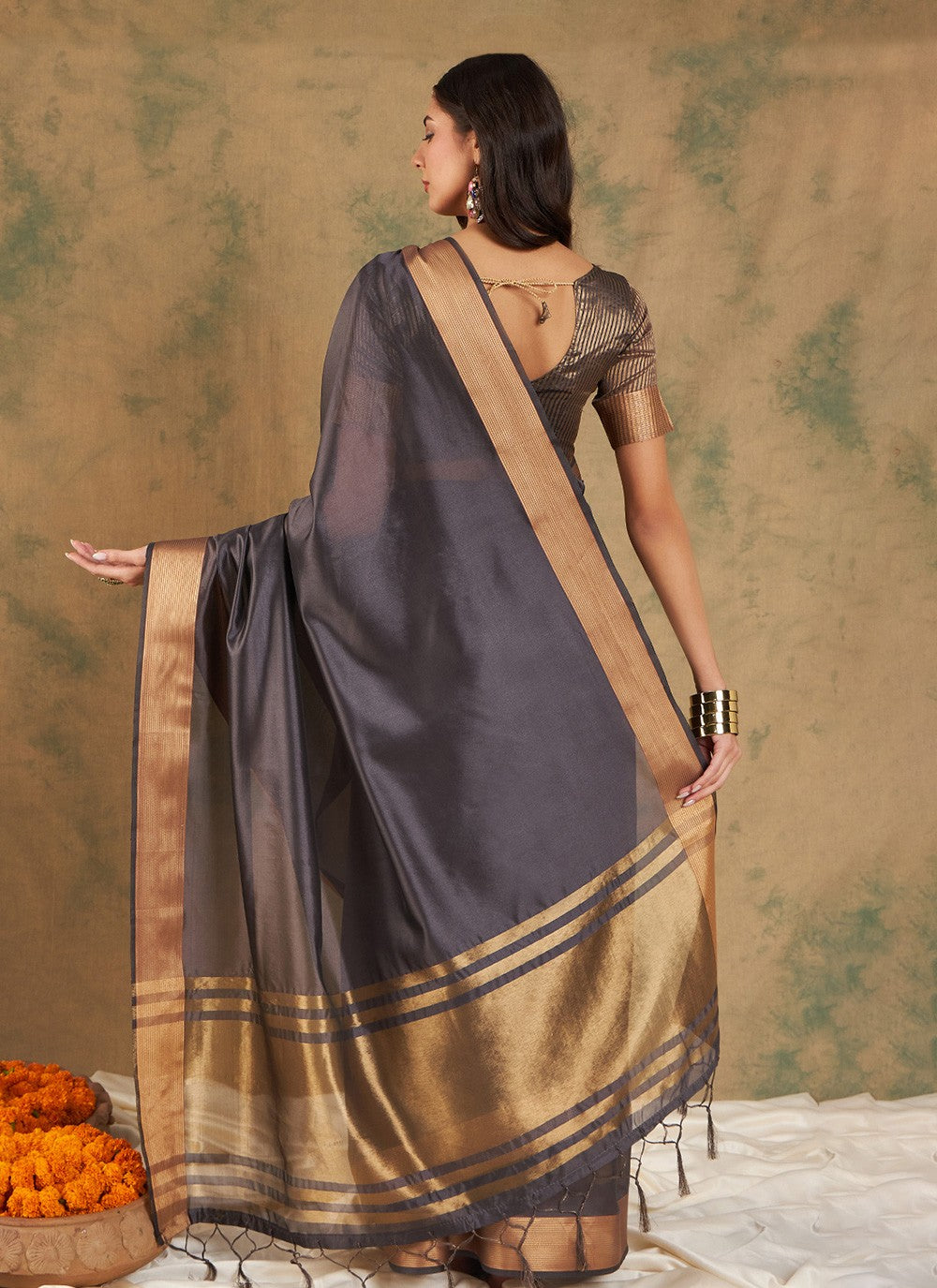 Traditional Woven Cotton , Organza Saree - S6987