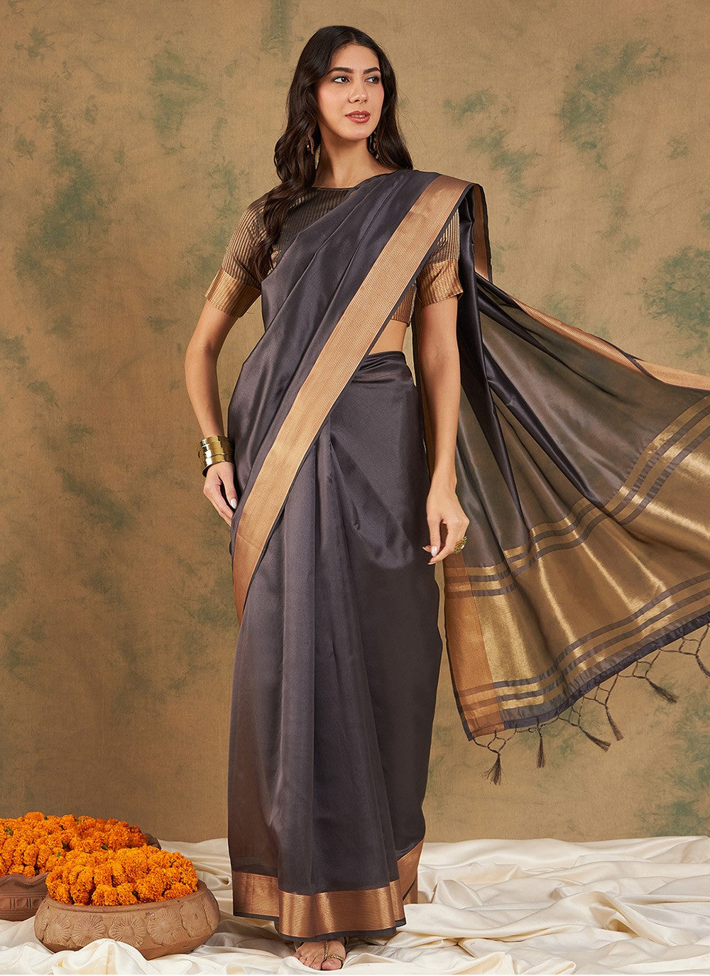 Traditional Woven Cotton , Organza Saree - S6987