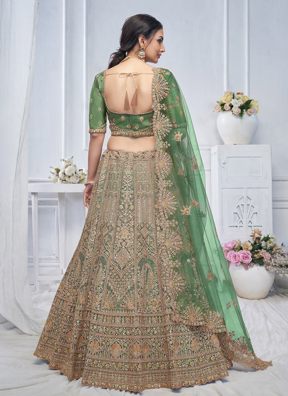 Embroidered Net A - Line Lehenga - L2762