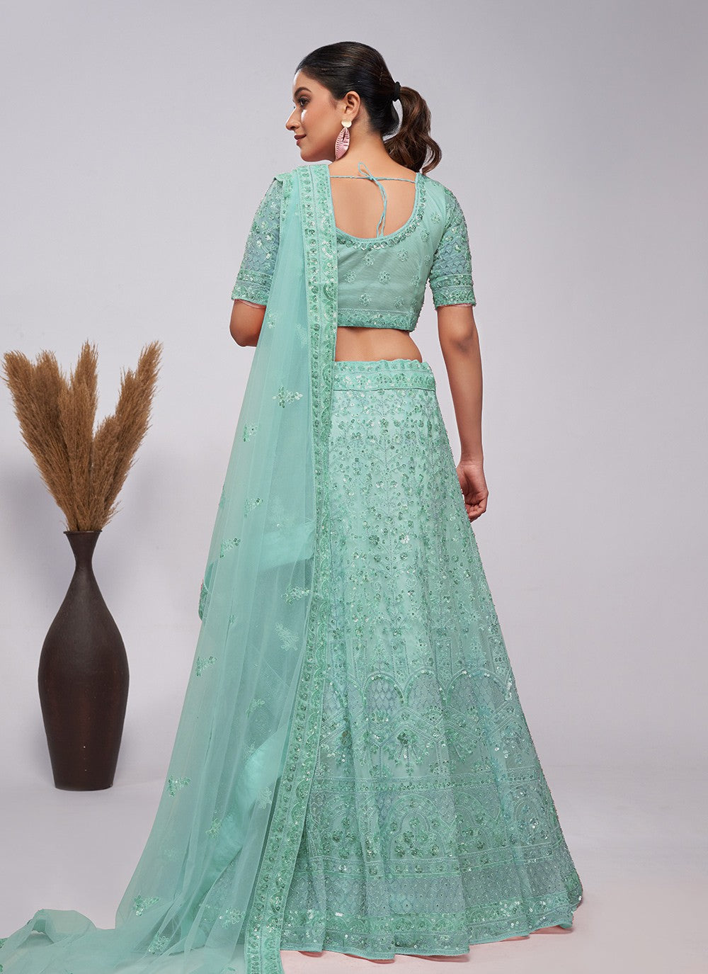 Cutdana Net Lehenga - L3169