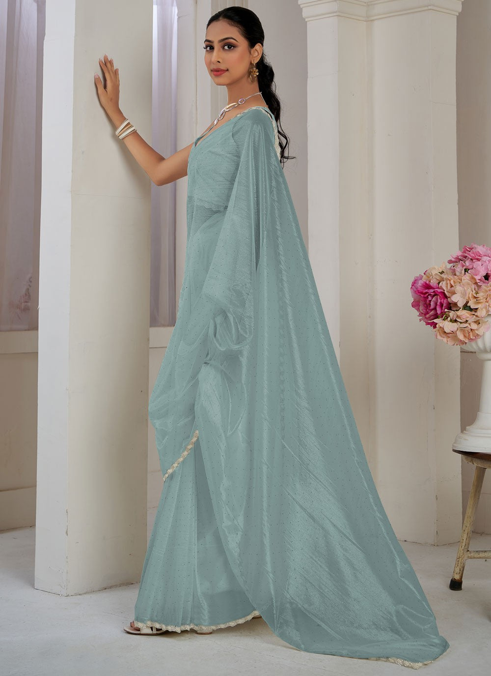 Classic Cutdana Net, Organza Saree - S10577